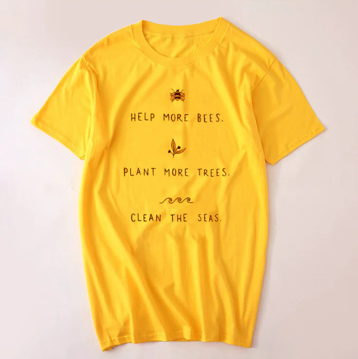 Help More Bees Plant Trees Graphic Tee Shirt