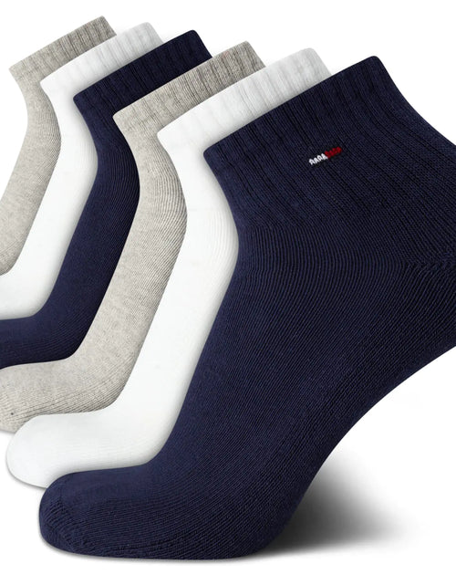 Load image into Gallery viewer, Tommy Hilfiger Mens Quarter Socks - 6 Pack Soft Stretch Cushioned Athletic Running Ankle Socks for Men (Sizes: 7-12) Size 7-12 Navy Multi
