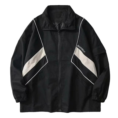 Wyeysyt Womens Windbreaker Jacket Zip Up Lightweight Y2k Jacket Varsity Oversized Sport Jacket Y2k Clothing Outerwear(02Black-XL)