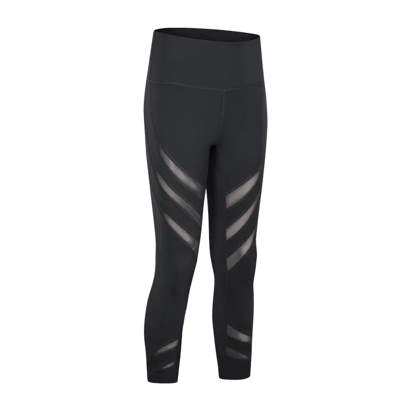 Nude Stretch Gym Pants with Gauze Stitching
