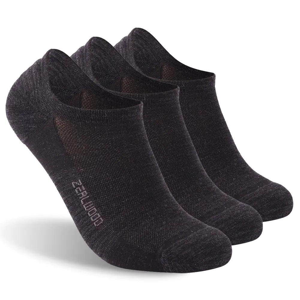 ZEAL WOOD Merino Wool No Show Running Socks Womens Mens Hiking Socks Women Moisture Wicking Summer Low Cut Wool Socks Ankle Athletic Tennis Golf Socks Fast Dry Cycling Socks for Men Women3 Pairs L