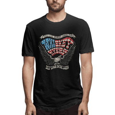 Mens Whiskey Rock Myers Band Short Sleeve T ShirtNovelty Round Neck T-Shirt TopsHawaiian Cotton Graphic Tee Shirt for Men Big Boys Blouse 4X-Large Black T-Shirts