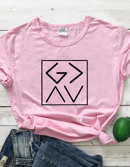 Load image into Gallery viewer, GAAV Letter Printed T-Shirt - Bible Christian Tee
