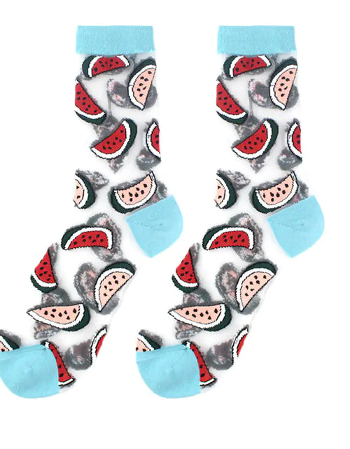 Load image into Gallery viewer, Fashionable Thin Mid Tube Flower Forest Glass Stockings

