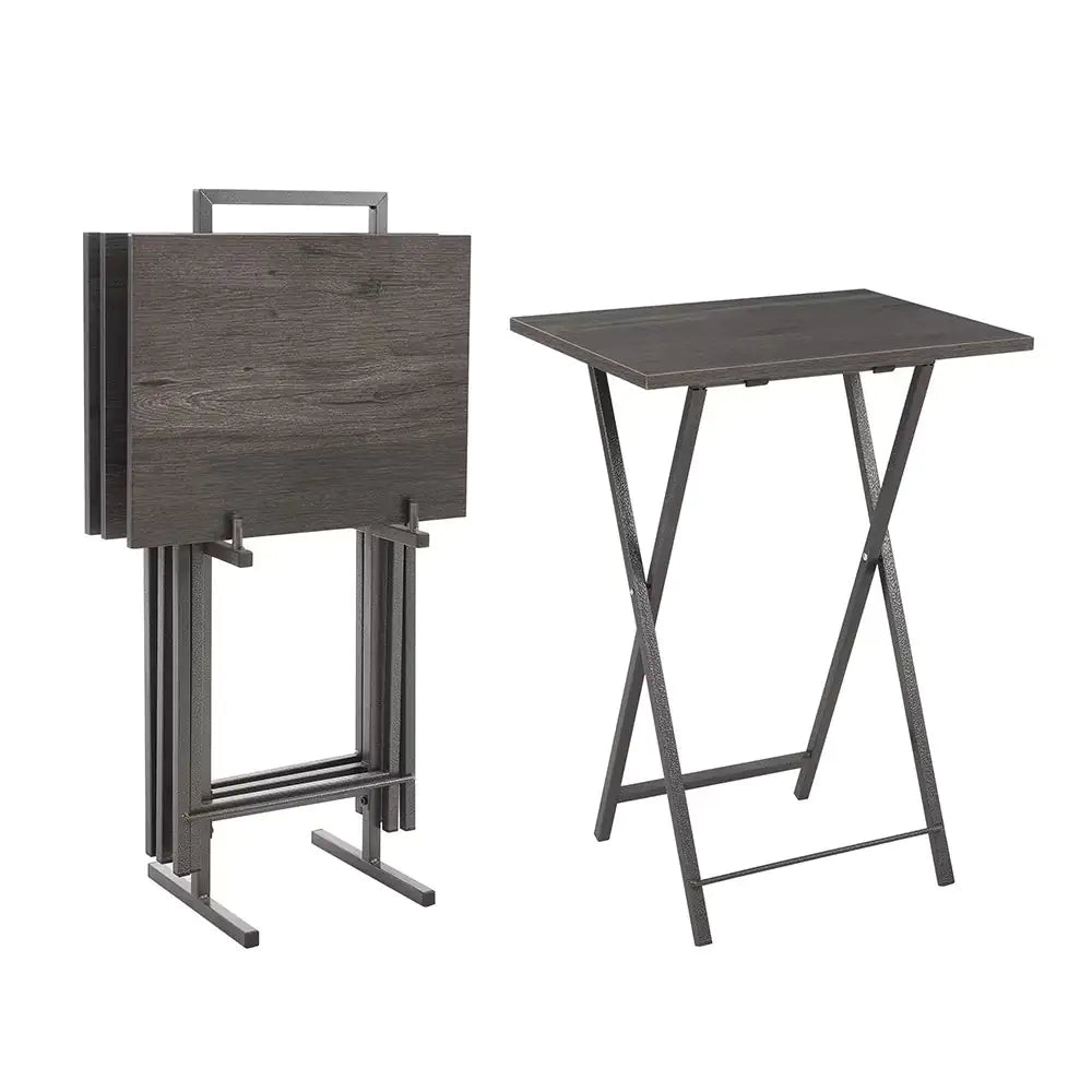 Ensemble de 5 Tables d'appoint Pliantes pour Télévision, Table Basse Pliable, Table de Chevet, Table à Grignoter, Gain de Place, Gris