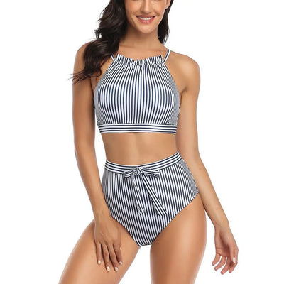 New European and American Striped Bikini Swimwear