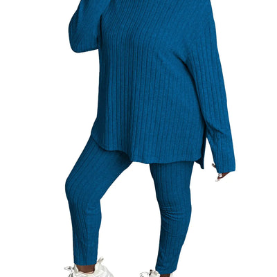 Tycorwd Womens Plus Size Two Piece Outfits Sweatsuits Sets Long Sleeve Hoodies Tracksuit Lounge Sets Blue 2XL