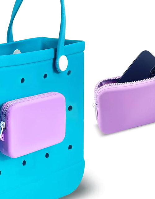 Load image into Gallery viewer, Silicone Phone Holder for Bogg Bag Insert Pouch Wallet Charm for Bogg Bags Accessories Beach Bag Phone Holder Attachment for Bogg Beach Bags Tote Bag Purple
