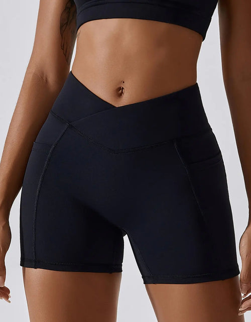 Load image into Gallery viewer, Women&#39;s Cross Waist Running Fitness Shorts
