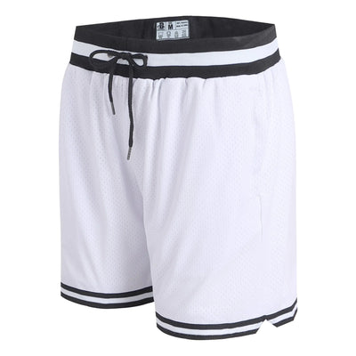 DEHANER Mens Retro Basketball Shorts Mesh Gym Active Athletic Sports Outfits Running Workout Training Pro Club Everlast StreetwearWhite ShortsMen Size Large