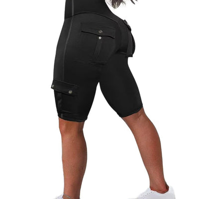 Flamingals Biker Shorts for Women High Waist Cargo Athletic Shorts Butt Lifting Workout Shorts Running Shortss Black 2XL