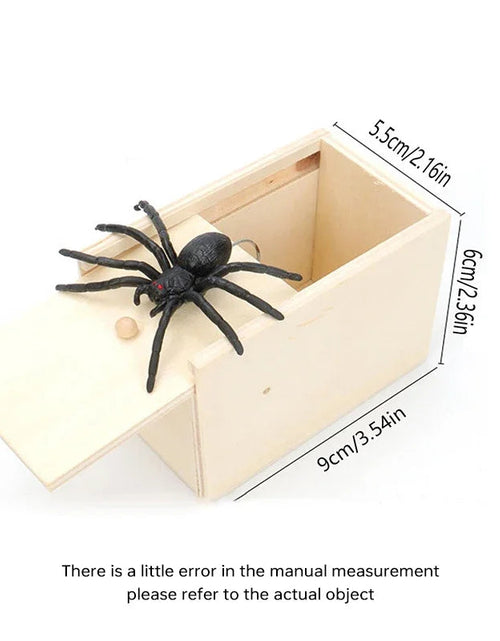 Cargar imagen en el visor de la galería, Trick Spider Funny Scare Box Wooden Hidden Box Quality Prank Wooden Scare Box Fun Game Prank Trick Friend Office Toys
