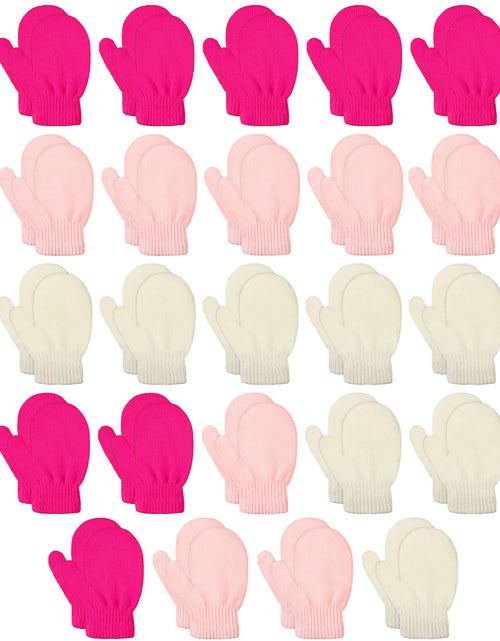 Charger l'image dans la visionneuse de galerie, Tarpop 24 paires de gants pour enfants, moufles d'hiver chaudes pour tout-petits, gants extensibles en tricot en vrac, moufles chaudes en tricot pour garçons et filles (couleurs claires)
