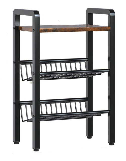 Cargar imagen en el visor de la galería, Organizador de encimera de cocina NIROZA de 3 niveles - Estante de encimera de cocina con malla metálica inclinada y tabla de madera, estante multifuncional para especias, estante de encimera de cocina para bar u oficina
