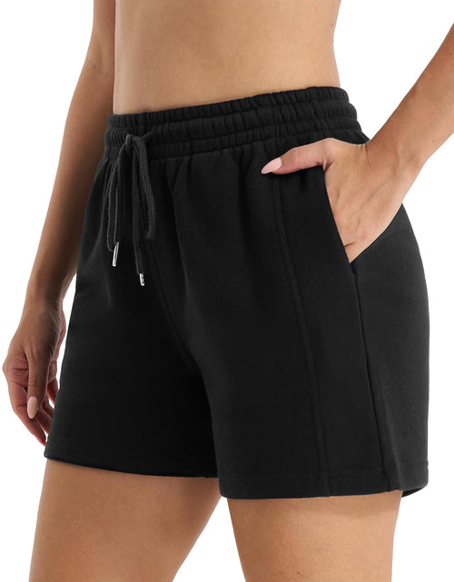 Load image into Gallery viewer, Stelle Womens Drawstring Sweat Shorts Comfy Elastic Shorts Workout Lounge Shorts with Pockets (Black XL)
