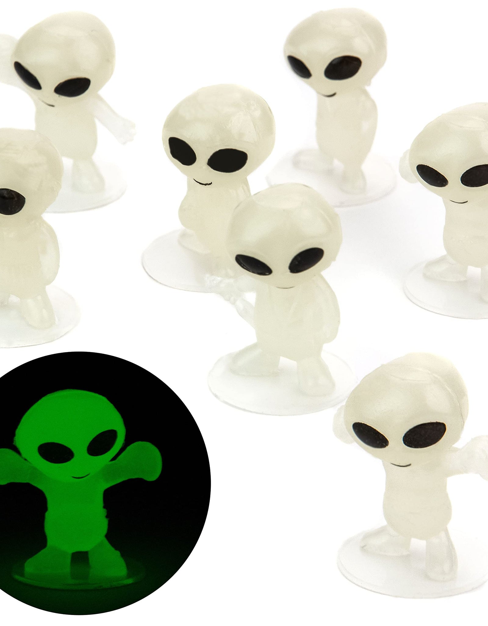 Glow in The Dark Alien Figurines for Kids - 50 Pcs Small Halloween Party Favors - Goodie Bag Fillers - Pinata Stuffers - Halloween Toys - Bulk Gifts for Kids - Vending Machine Toy - Easter Toys