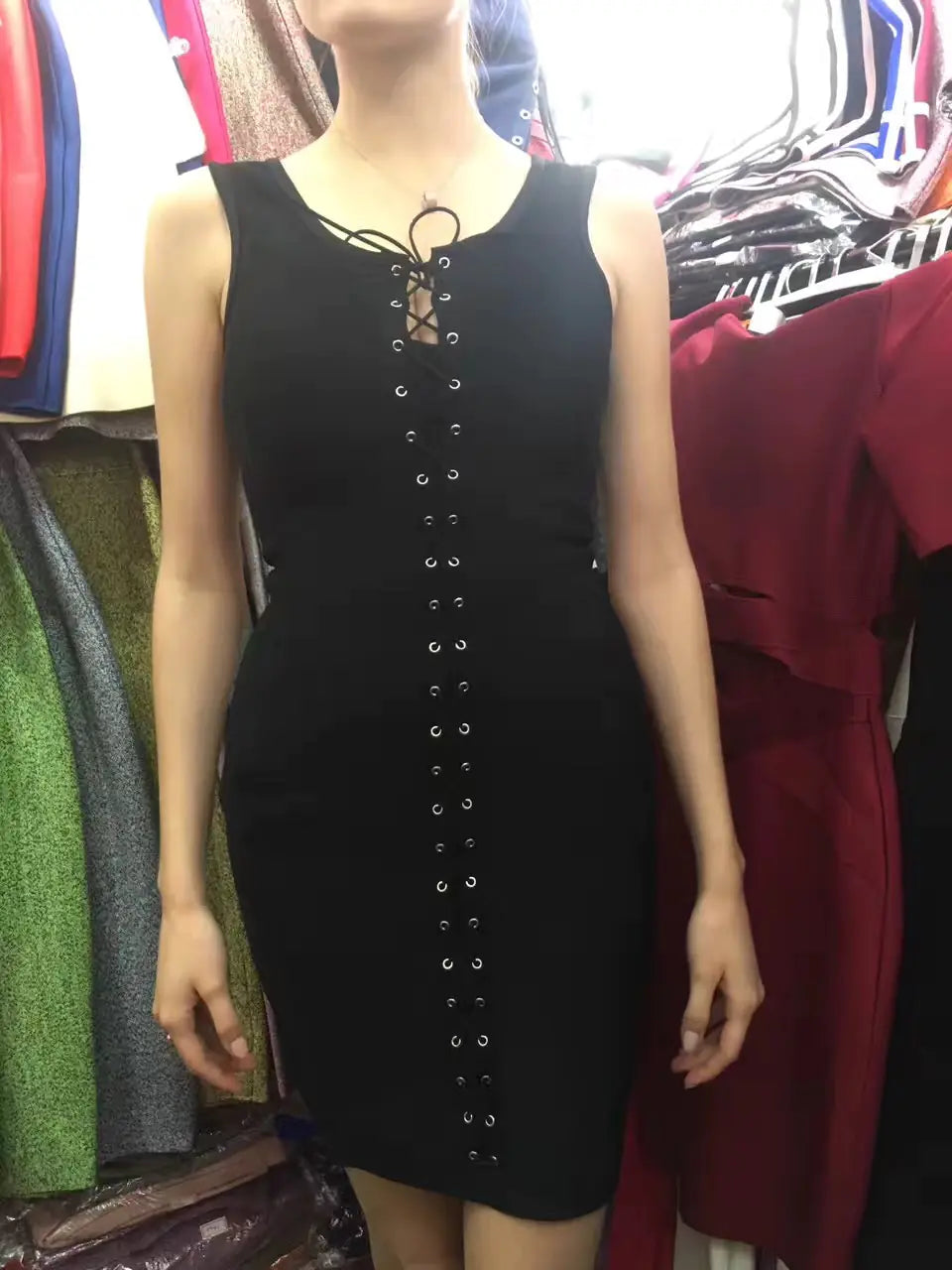 2017 New Sexy Black Bandage Bodycon Mini Dresses