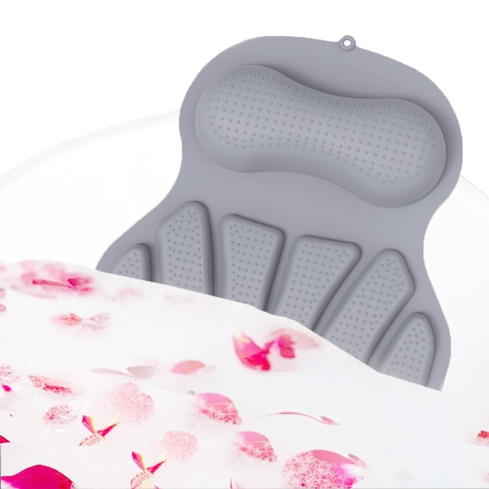 Oreiller de baignoire en silicone pour la tête et le cou, antidérapant, séchage rapide, résistant à la saleté, accessoires de bain relaxants, cadeaux de spa