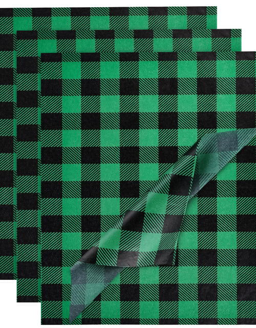 Load image into Gallery viewer, Koogel 120 Sheets Buffalo Plaid Tissue Paper 14 x 10 Inch Tissue Paper Bulk Green Black Gift Wrapping Tissue Paper for DIY Crafts Party Supplies
