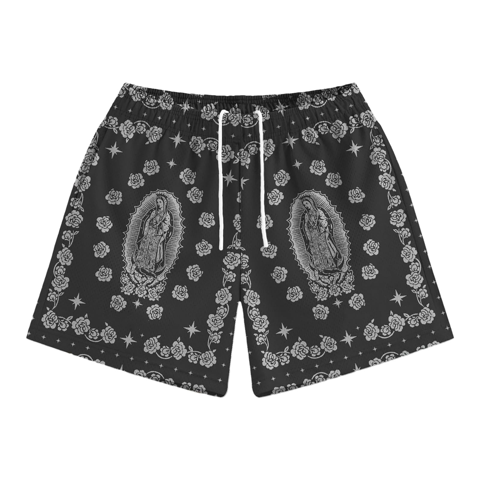 MECH-ENG Mens Graphic Shorts Boxing Athletic Prints Shorts Running Workout Casual Mesh Drawstring Shorts(Black X-Large)