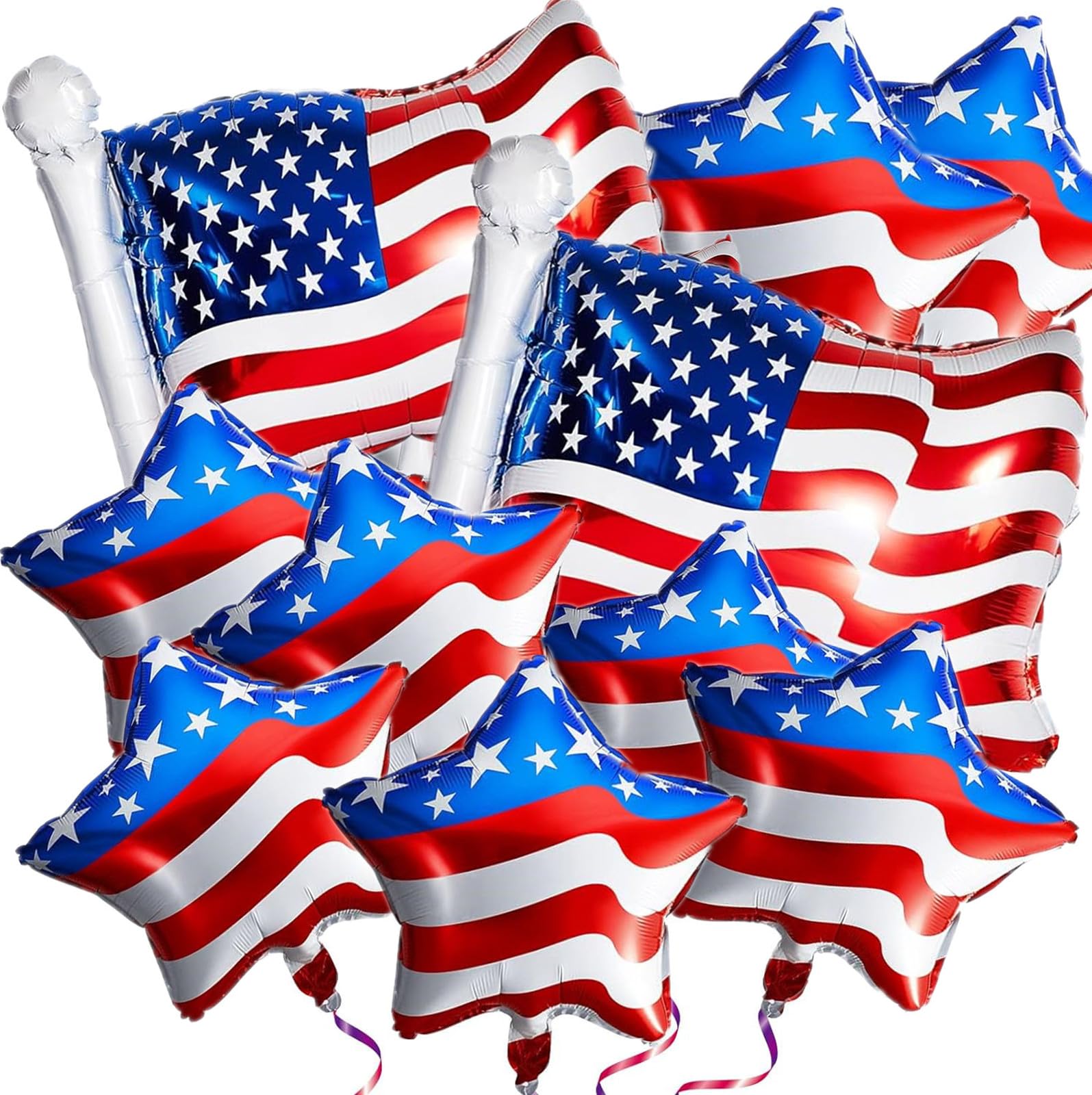 4th of July Balloons 16Pcs Patriotic Independence Day Foil Balloons American Flag Balloons for Independence Day Labor Day American Themed Birthday Party Decorations