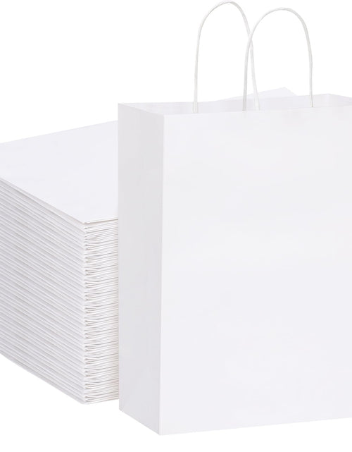 Load image into Gallery viewer, OUTUXED 100pcs White Gift Bags 10x5x13 Large Paper Gift Bags Kraft Paper Bags with Handles Bulk Shopping Bags Retail Bags for Small Business Birthday Wedding Party Favor Bags Merchandise Bags

