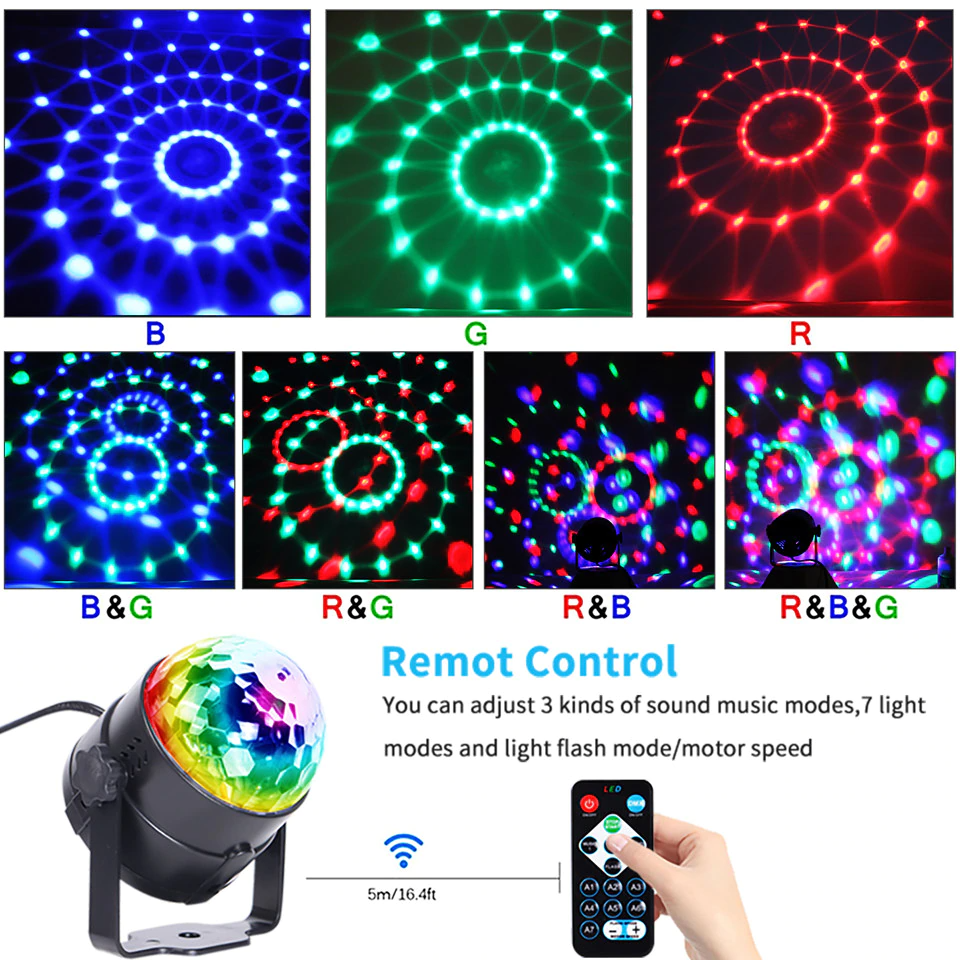 Luces de discoteca, estroboscópicas, LED, bola de DJ, bombilla activada por sonido, lámpara de decoración para baile