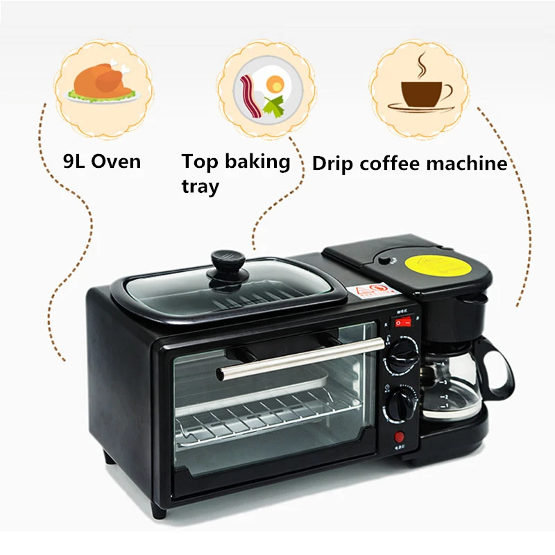 Máquina de desayuno 3 en 1: cafetera y tostadora