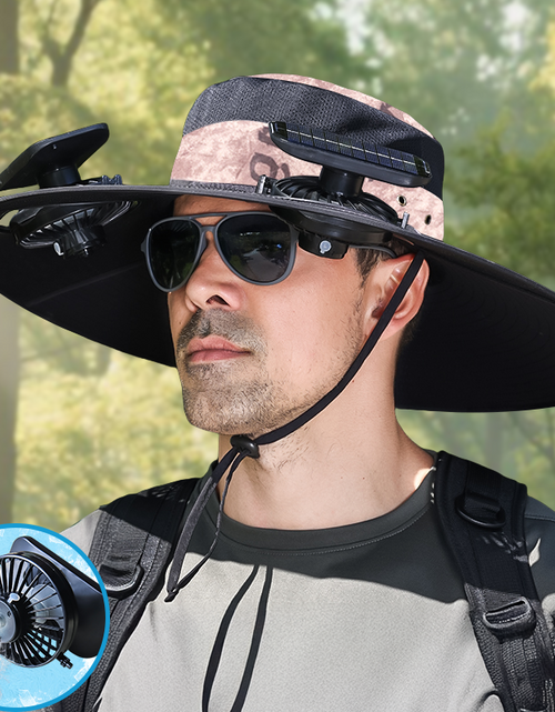Cargar imagen en el visor de la galería, Gorra con ventilador solar UPF50+, gorra con ventilador solar y carga USB - Gorra solar refrescante, sombrero de pescador, pesca al aire libre, ocio al aire libre, camping, senderismo, trabajo al aire libre, ocio al aire libre
