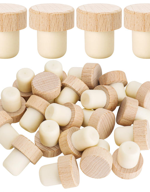 Load image into Gallery viewer, 24 Pieces Wine Bottle Corks T-Shape Stopper Cork Wine Cork Stoppers Wooden Stoppers Reusable Wine Corks Sealing Plug Bottle Stopper for Beer Bottles Craft Homemade Wine
