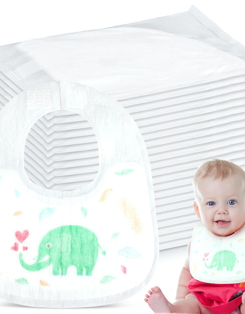 Load image into Gallery viewer, Skicuff 100 Pcs Disposable Baby Bibs Bulk for Baby Boys and Girls Individually Packaged Hygienic for Toddlers Baby Traveling and Outdoor Use
