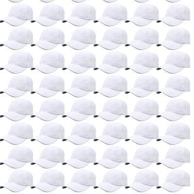 Gelante Bulk Plain Blank Baseball Caps Adjustable Back Strap. 001-White-72PC