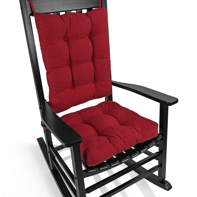 BUYUE Chair Cushion Set for Rocking Chair Back Pillow & Seat Cushion with Ties Original Woven Fabric Non-Slip Chair Pads for Elderly Sitting Red