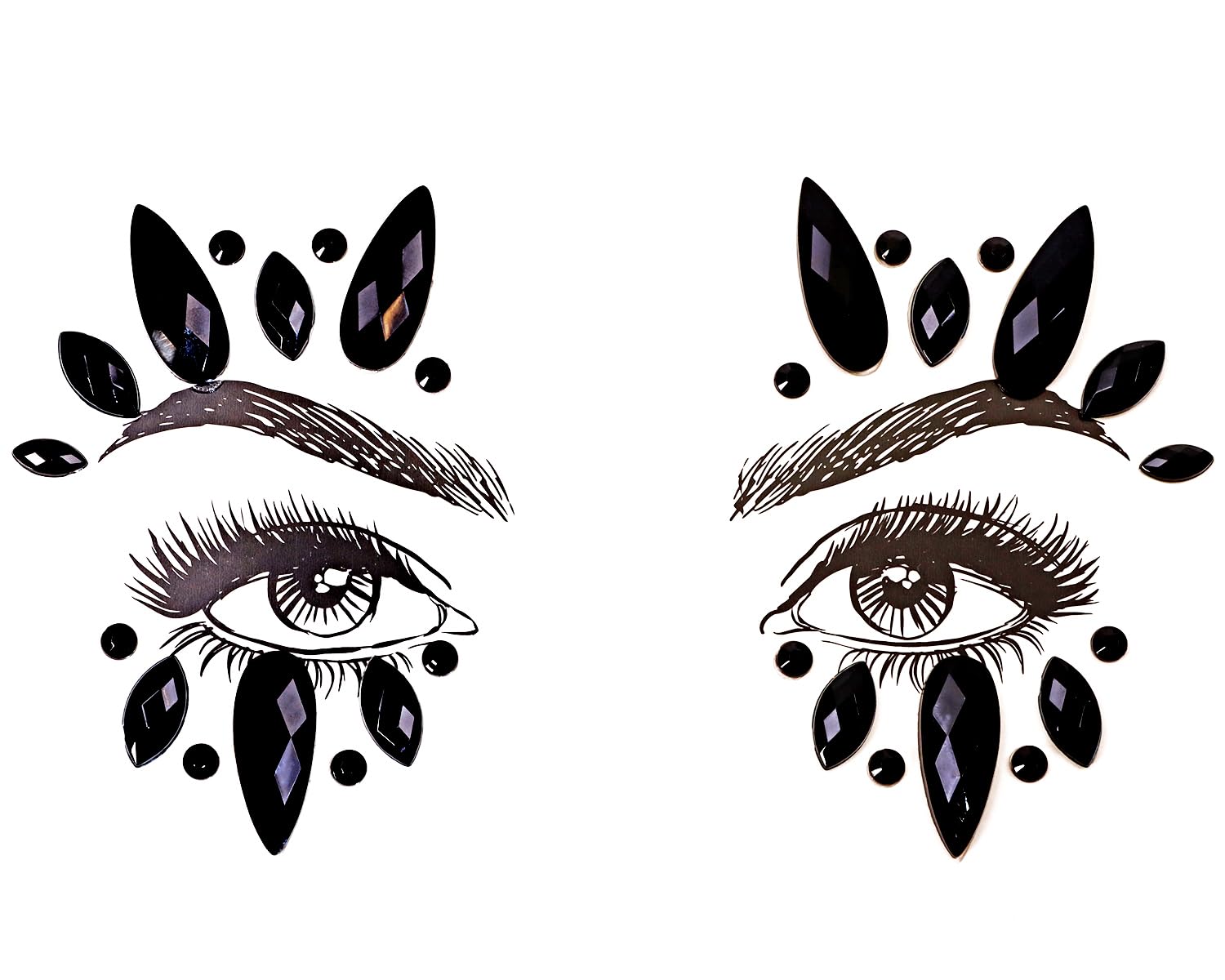 Joyas faciales, gemas autoadhesivas para disfraz, maquillaje, Halloween, decoración, pegatinas de diamantes de imitación para accesorios de fiesta de festivales (negro)