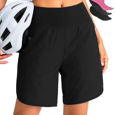 Womens Mountain Bike Shorts 4D Padded Cycling Shorts with Zipper Pockets High Waist Biking Riding Bicycle Shorts(BlackS)