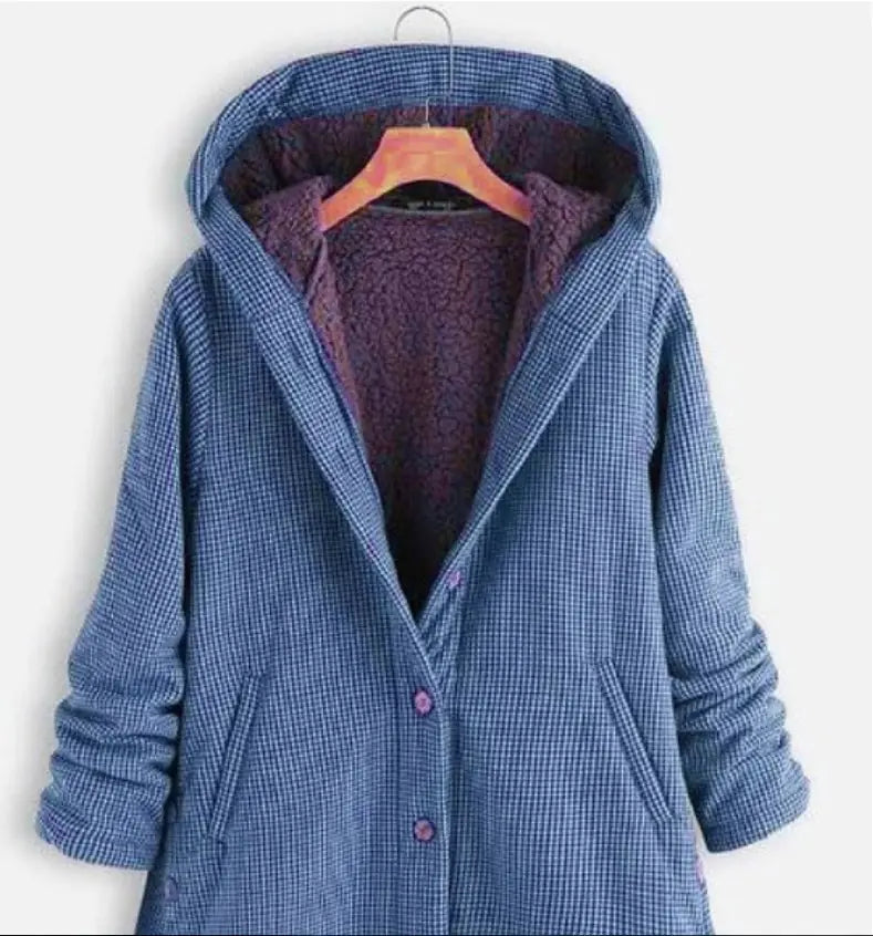 Veste à capuche unie et veste à carreaux