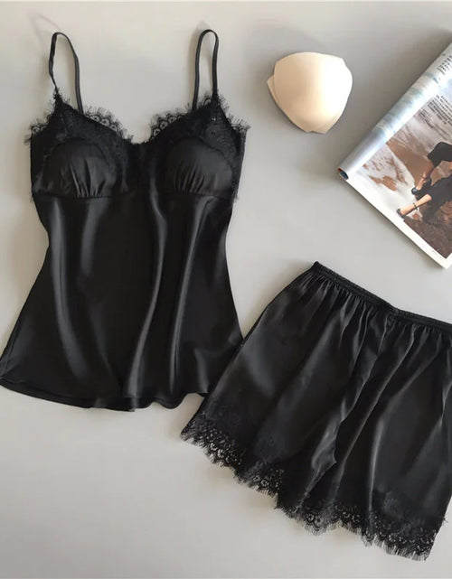 Load image into Gallery viewer, Women's Silken Nightwear Short Set
