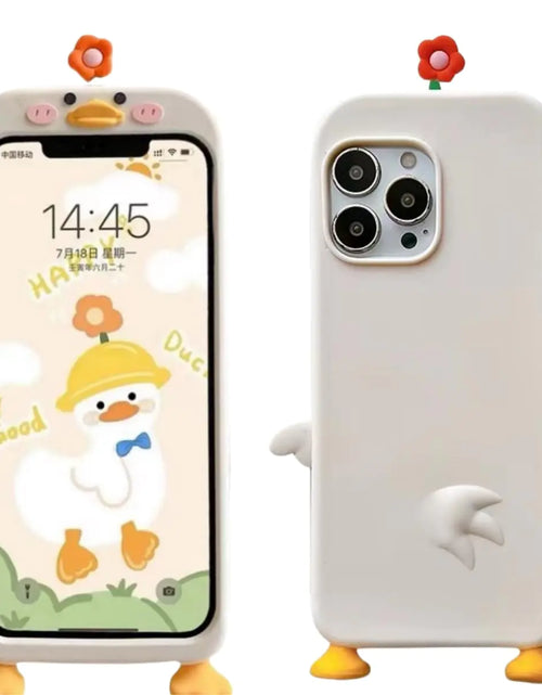 Cargar imagen en el visor de la galería, Veelgeluk Fundas Feas para iPhone 15 Divertidas y Lindas con Pato de Dibujos Animados 3D y Pie Fundas Feas y Raras para Teléfono para Adolescentes y Mujeres
