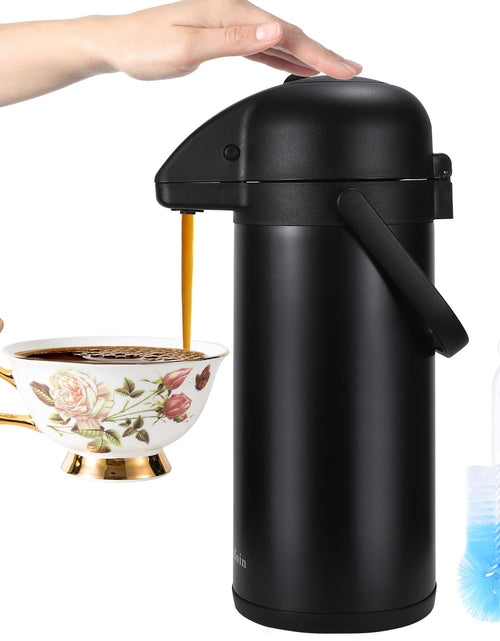 Load image into Gallery viewer, Updated Airpot Coffee Dispenser with Pump 102OZ Insulated Thermal Coffee Carafe for Keeping Hot - Cold Water Party Chocolate Drinks &amp; Stainless Steel Thermos Urn Large Thermal Hot Drink (Black)
