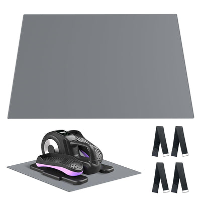 Alfombrilla para máquina ejercitadora de piernas Ellipse - Alfombrilla antideslizante de 23.6" * 21.6" para elípticas de escritorio - Alfombrilla para el suelo de stepper con correas de pedal - Accesorio de máquina para ejercitador de pedales (gris)