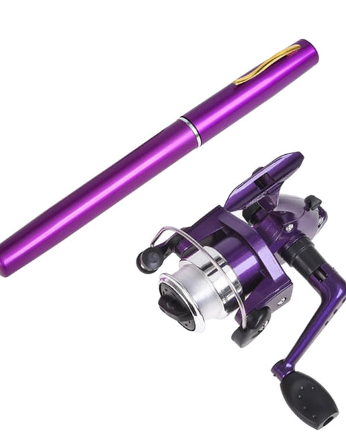 Load image into Gallery viewer, Mini Pen Appearance Fishing Rod Portable Rotating Wheel Fishing Rod40 inch Pen Fishing Rod with Reel Mini Pole Rotating Fishing Wheel for Outdoor Fishing Accessories (Purple)
