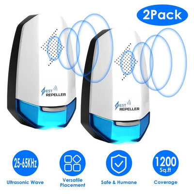 2 Pack Ultrasonic Pest Repeller With Night Light Plug In Pest Mice Repellent Indoor Roach Bed Bug Mouse Rodent Mosquito Killer For Bedroom Garage Warehouse Office