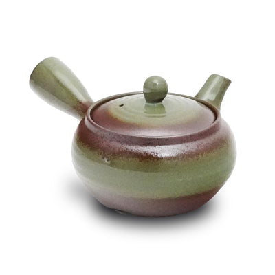 Théière japonaise Cotonoha Banko-Yaki – Bouilloire à thé japonaise traditionnelle avec filtre inférieur en acier inoxydable – Théière en céramique résistante à la chaleur et durable pour le thé à feuilles profondes (vert marron)
