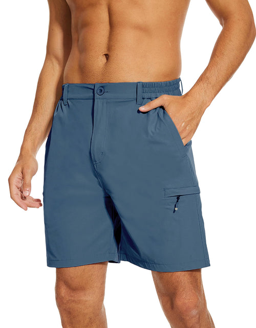 Cargar imagen en el visor de la galería, NATUVENIX Hiking Shorts Men Quick-Dry Fishing Shorts for Men Lightweight Stretch Work Shorts Causal Travel Dark Khaki
