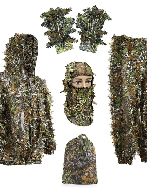 Charger l'image dans la visionneuse de galerie, Ghillie Suit Gilly Hunting Suits Pants 3D Leaf Camo Leafy Hat Gloves

