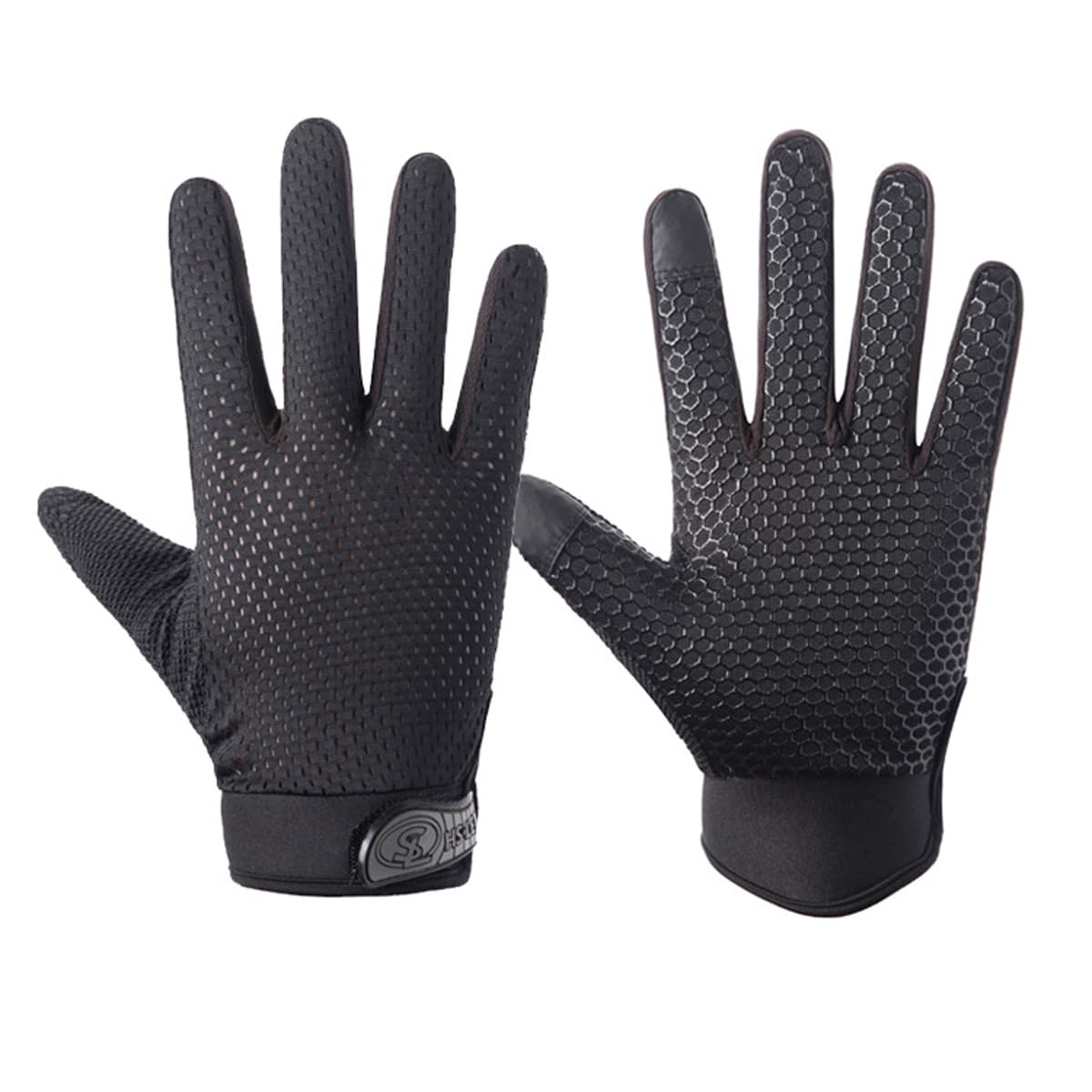 SUJAYU Gants de cyclisme pleine main, gants VTT écran tactile, gants de course, gants de cyclisme pour hommes, gants de vélo homme et femme, gants d'entraînement pleine main (Noir Large)