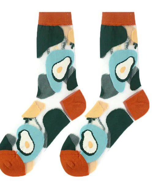 Load image into Gallery viewer, Fashionable Thin Mid Tube Flower Forest Glass Stockings
