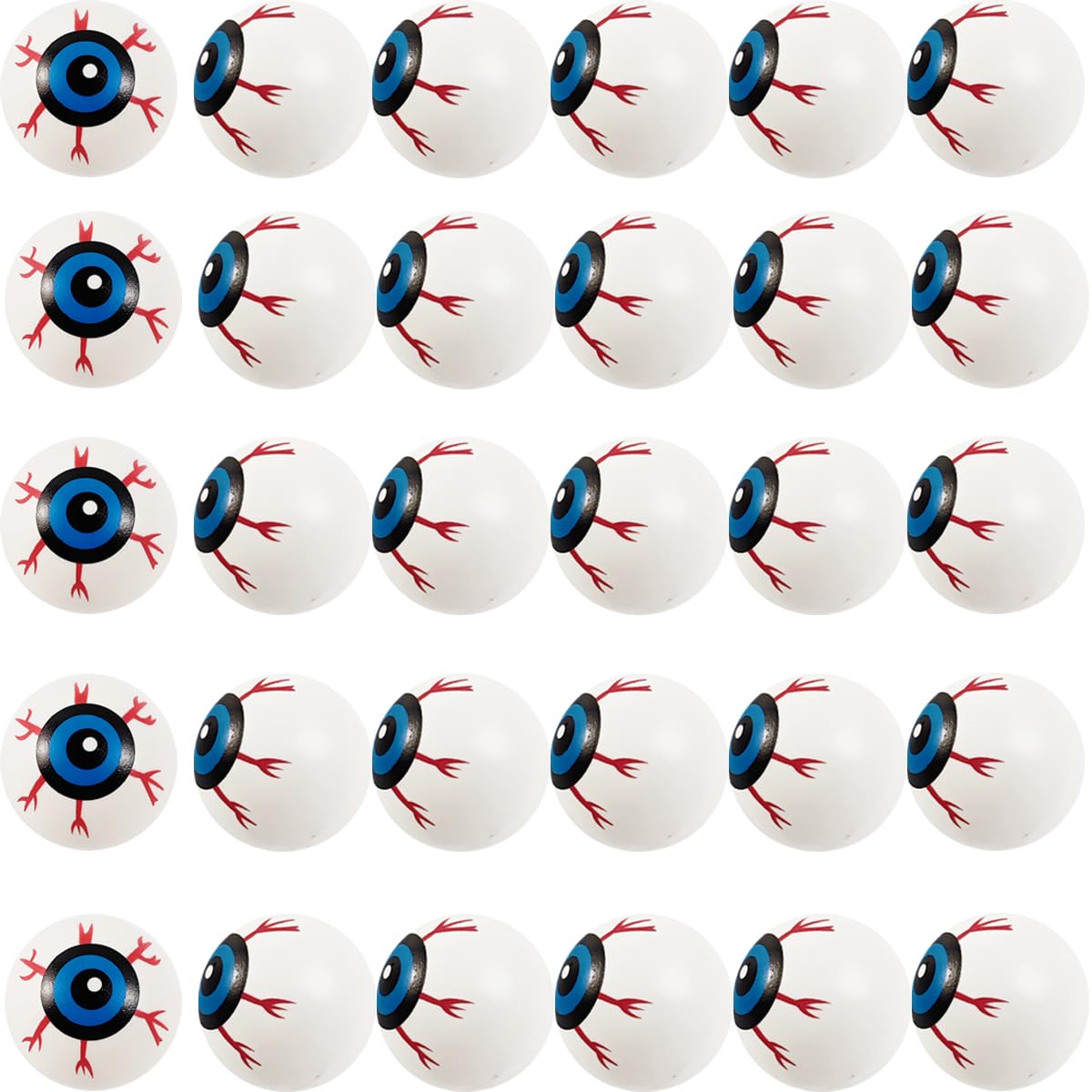 GXXMEI 30PCS Plastic Halloween Eyeballs Scary Ping Pong Eyeballs for Kids Toys 1.5In Fake Eye Balls Beer Pong for Halloween Party Favors Goody Bag Fillers Terror Props