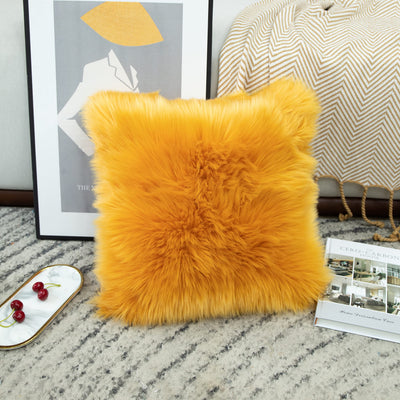 LIGICKY Housse de Coussin Décorative Luxe en Fausse Fourrure, Douce et Moelleuse, pour Canapé, Sofa ou Lit, 50 x 50 cm, Camel