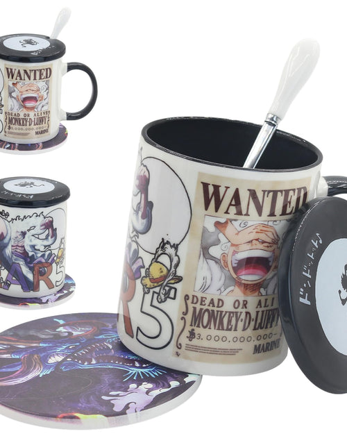 Cargar imagen en el visor de la galería, PONIWA Anime Tazas posavasos set de Tazas de café negras (Luffy GEAR 5)
